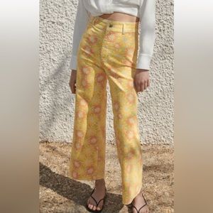 Zara floral print wide leg pants